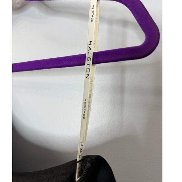 Halston Heritage One-Shoulder Draped Satin-Paneled Crepe Gown Black Dress Sz 4 - Picture 11 of 16